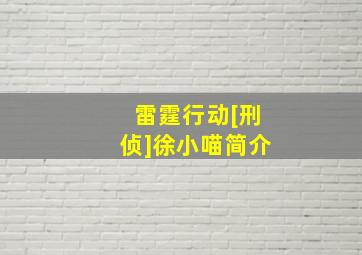 雷霆行动[刑侦]徐小喵简介